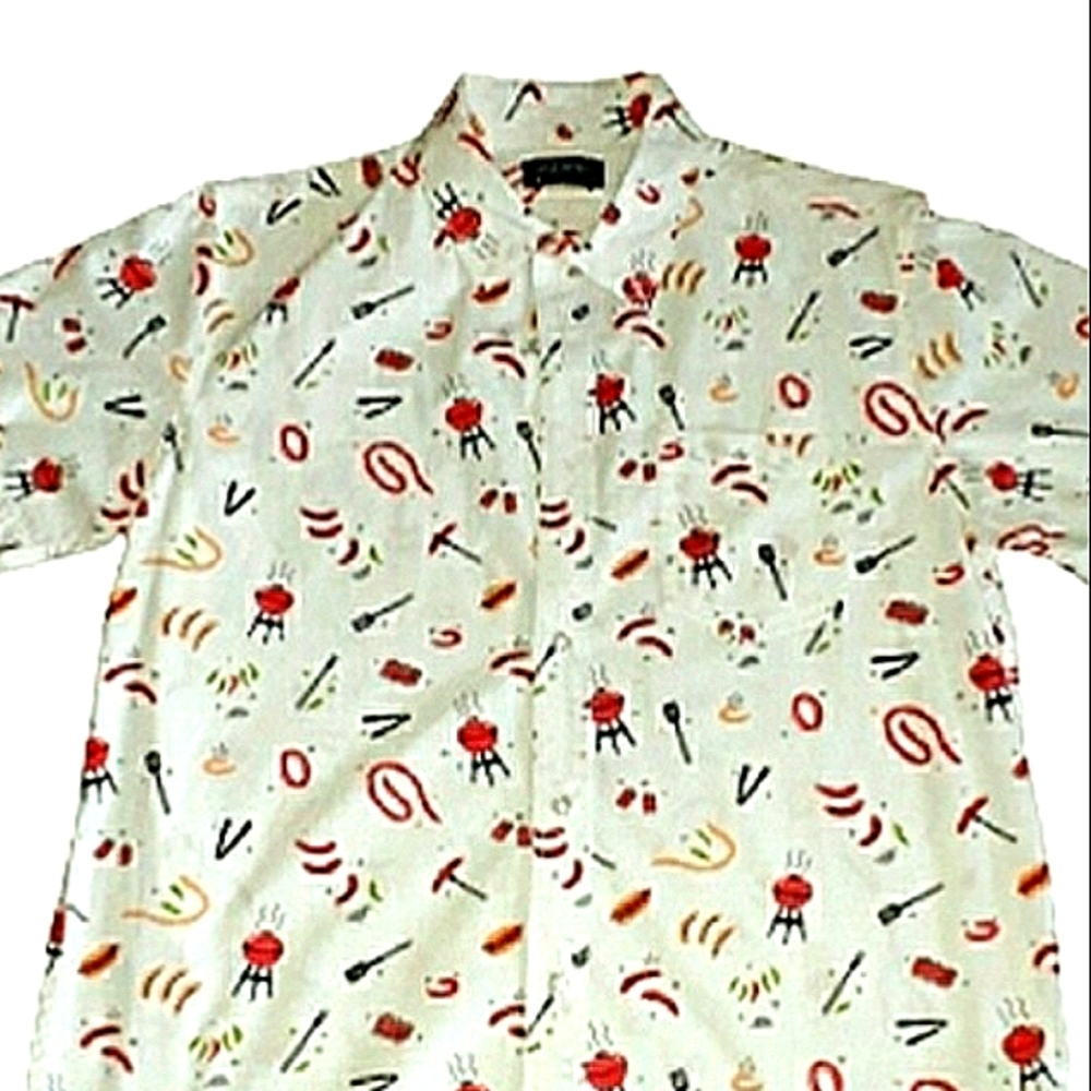 - ***BBQ FUN SHIRT*** UNZIPPED BBQ BUTTON DOWN SHIRT